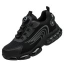 Încălțăminte de lucru unisex cu sistem de închidere rotativ și superior respirabil din țesătură neagră, design sportiv pentru muncă zilnică și plimbare 1