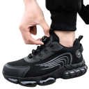 Încălțăminte de lucru unisex cu sistem de închidere rotativ și superior respirabil din țesătură neagră, design sportiv pentru muncă zilnică și plimbare 2