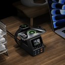 Încărcător GaN de 240W 72 x 90 mm 10in1 PD3.1 USB-C 4×140W Încărcare wireless 15W Ceas deșteptător Ceasuri digitale Stație de birou pentru MacBook 2
