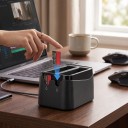 Încărcător pentru baterii Insta360 X4 Air aMagisn Pro 2 baterii cu spațiu pentru 2 carduri microSD ABS și PC Negru Accesorii pentru cameră 360° 4