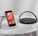 Încărcător wireless cu lampă pentru telefoane cu suport pentru încărcare wireless Bază rotundă cu lumină în arc Alimentare prin USB-C 5