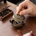 Incense Holder with Lid Brass Corrosion-Resistant Alloy Decorative Stand for Scented Cones and Sticks Aromatherapy Interior 3