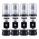Inchiostro 104 Set 4 pz Per Epson EcoTank ET-2821 ET-2825 ET-2826 ET-2830 Flaconi 4x 70 ml A base d'acqua Nero 1