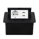 Indbygget udtrækbar stikkontakt 1× EU + 2× USB A 153 × 117 mm aluminiumspanel 250 V med langsom udtrækningsknap til arbejdsbord 4