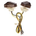 Indicatori LED incassati per moto 2 pz Copertura fumé con motivo a nido d'ape Luce arancione Tensione DC 12 V Plastica 48 x 32 x 21 mm 6