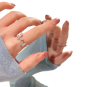 Inel deschis pentru femei cu fluturi, cu mărime ajustabilă, pietricele decorative strălucitoare, bijuterie elegantă pentru purtare zilnică și ocazii 2