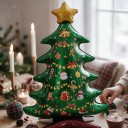 Inflatable Christmas Tree Standing Balloon Winter Decoration 67 x 117 cm Green with Golden Star and Ornaments Party Decoration for Christmas 3