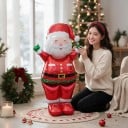 Inflatable Santa Claus Standing Balloon Christmas Decoration 64 x 124 cm Red with Green Gloves Party Decoration for Christmas and Parties 5