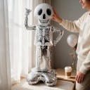 Inflatable Skeleton Balloon Halloween Decoration 150 x 80 cm Large Foil Balloon Silver and White Halloween and Party Decoration 2