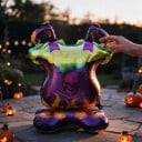 Inflatable Witch's Cauldron with Witch's Legs Standing Balloon Halloween Decoration Purple with Skull Party Decoration for Halloween 3