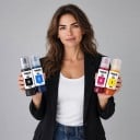 Inkoust 104 Sada 4 ks Pre Epson EcoTank ET-2821 ET-2825 ET-2826 ET-2830 Fľaštičky 4x 70 ml Na vodnej báze Čierna Azúrová Purpurová a Žltá 5