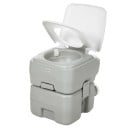 Inodoro químico portátil HOMCOM Tanque de 10 l para agua y 20 l para desechos Descarga manual 41,5 x 36,5 x 42 cm HDPE Gris Para camping y caravana 1