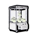 Insigna emailată cu temă de automat de jocuri cu fantome, cca 2,3 × 3,2 cm, motiv desenat, insignă alb-negru pentru rucsac, rever, accesoriu de îmbrăcăminte 1