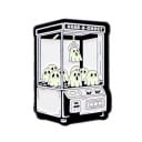 Insigna emailată cu temă de automat de jocuri cu fantome, cca 2,3 × 3,2 cm, motiv desenat, insignă alb-negru pentru rucsac, rever, accesoriu 1