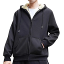 Insulated Zip-Up Hoodie Warm Autumn and Winter Hoodie with Lining Kangaroo Pocket Hoodie Comfortable Clothing for Cold Days 5