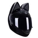 Integrált motoros bukósisak macskafülekkel, fekete, felnyitható, ABS+ESP, unisex 1