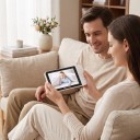 Inteligentná detská chůvička s monitorom a 2K kamerou Wi-Fi Ovládanie aplikáciou Teplomer a vlhkomer Otočná 355° Nočné videnie Biela a šedá 4