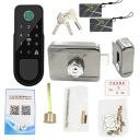 Inteligentní Bluetooth zámek dveří s otiskem prstu a klávesnicí 170 mm Type-C napájení černý pro zabezpečení vstupu 6