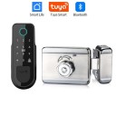 Inteligentný Bluetooth zámok dverí s odtlačkom prsta a klávesnicou 170 mm Type-C napájanie čierny pre zabezpečenie vstupu 2