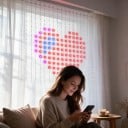Inteligentný LED svetelný záves 1,6 x 1,6 m 256 LED RGB Vlastné obrázky v aplikácii Synchronizácia s hudbou Vnútorné aj vonkajšie Na Vianoce 5