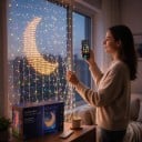 Inteligentný LED svetelný záves 2,4 x 2,4 m 256 LED RGB Galéria motívov a vlastné nápisy Hudobný režim Aplikácia Vnútorné i vonkajšie Na Vianoce 1