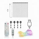 Inteligentný LED svetelný záves 2 x 2 m 400 LED RGB Nápisy GIF a obrázky v aplikácii Hudba aj časovač USB Diaľkový ovládač Vnútorné aj vonkajšie 1