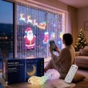 Inteligentný LED svetelný záves 2 x 2 m 400 LED RGB Nápisy GIF a obrázky v aplikácii Hudba aj časovač USB Diaľkový ovládač Vnútorné aj vonkajšie 5