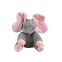 Interactieve pluche olifant 30 x 19 cm Zingt Peek-A-Boo en bedekt zijn ogen met zijn oren Zachte speelgoed van katoen en PP-katoen op 3×AA batterijen 4