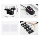 Interrupteur mécanique de bureau avec boutons Power et Reset câble de 2m rétroéclairage RGB 7 couleurs 3,2x6,5x2,8cm autocollant pour fixation 2