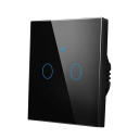 Interrupteur tactile intelligent WiFi 433MHz 2 gangs 220V Panneau en verre Application iOS/Android 8,6 x 8,6 x 3,5 cm 1