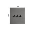 Interruttore a levetta da parete triplo alternato (a scala) 3 Gang 2 Way EU, 86 × 90 mm, in acciaio inossidabile, grigio, per il controllo dell'illuminazione 2