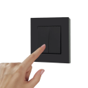 Interruttore doppio con presa EU 220V 16A Presa a muro con messa a terra 83×83 mm Plastica ignifuga Interruttore unipolare Residenziale 2