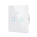 Interruttore touch intelligente WiFi 433MHz 2 gang 220V Pannello in vetro Applicazione iOS/Android Luce da parete moderna 8,6 x 8,6 x 3,5 cm 2