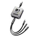 Intrekbare USB-kabel 3-in-1 1,2 m Snel opladen 100 W USB naar USB C + Lightning + Micro USB Autodatakabel Veelzijdig 2A 4