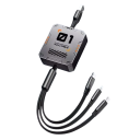 Intrekbare USB-kabel 3-in-1 1,2 m Snel opladen 100 W USB naar USB C + Lightning + Micro USB Autodatakabel Veelzijdig 2A 5