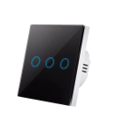 Întrerupător tactil inteligent pentru casă, 3 canale, 220V, sticlă securizată, panou elegant din ABS, 8,6 x 8,6 cm, control tactil, indicator 1