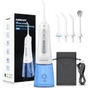 Irigador oral portátil para limpeza de espaços interdentários com 4 modos IPX7 Chuveiro oral à prova de água para limpeza de dentes com capacidade de 300 ml Irrigador dental elétrico sem fios para higiene oral 22 x 8 cm 6