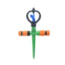 Irrigatore rotante da giardino con picchetto 360° regolabile 29 cm 2× attacco per tubo da 1/2" per prato e aiuole 1