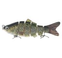 Isca de pesca articulada de 6 segmentos Para lucros e trutas Olhos 3D realistas Dois anzóis triplos Comprimento 10 cm Peso 16,5 g Água doce 2