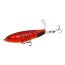 Isco de superfície popper 14 cm 35 g com cauda rotativa e olhos 3D Dois anzóis triplos Para pesca de predadores à superfície 15