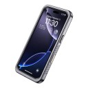 Iskunkestävä vedenpitävä kuori iPhone 15 Pro IP68 suojalla, läpinäkyvä mustalla kehykellä, uurrettu reunoilla ja ranteenauhoilla 2