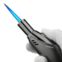 Isqueiro de metal com bico recarregável a gás butano Chama azul Isqueiro à prova de vento com depósito de combustível visível 2