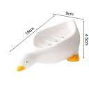 Jabonera de 18 x 9 cm con forma de pato, bandeja de baño autodrenante, soporte creativo para bañera y lavabo. 4