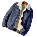 Jachetă bărbătească din denim izolată cu căptușeală din fleece Jachetă elegantă pentru toamnă și iarnă Jachetă călduroasă cu buzunare Croială clasică 4