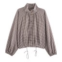 Jachetă damă din flanel cu guler înalt cu nasturi, cu tiv ajustabil și mâneci raglan 5