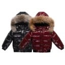 Jachetă de iarnă pentru copii cu fermoar și capse, cu glugă căptușită, cu buzunare, unisex, călduros, din bumbac și puf, cu fibră 4