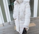 Jachetă de iarnă pentru femei cu glugă și căptușeală din imitație de lână de oaie Croială lungă de iarnă Manșete tricotate Buzunare cu clapă 7