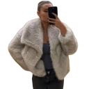 Jachetă de iarnă pentru femei din poliester cu blană lungă Elegantă jachetă cu guler Îmbrăcăminte de iarnă pentru femei stilată 4