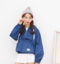 Jachetă de primăvară pentru femei, anorak în stil japonez, cu glugă, fermoar la piept, buzunare tip kengur pe față, manșete 8