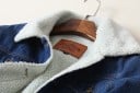 Jachetă din denim pentru femei, căptușită cu pluș Guler și căptușeală din pluș Închidere cu nasturi Buzunar pe piept Albastru închis Bumbac 6
